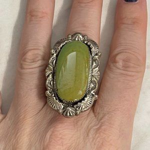 Large Green Turquoise, (Variscite) Sterling Silver Ring